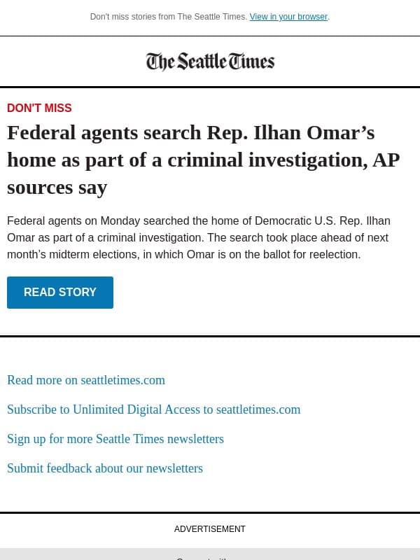 DHS agents search Rep. Ilhan Omar’s home email from The Seattle Times