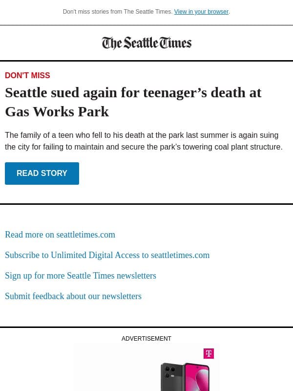 Seattle sued again for death at Gas Works email from The Seattle Times