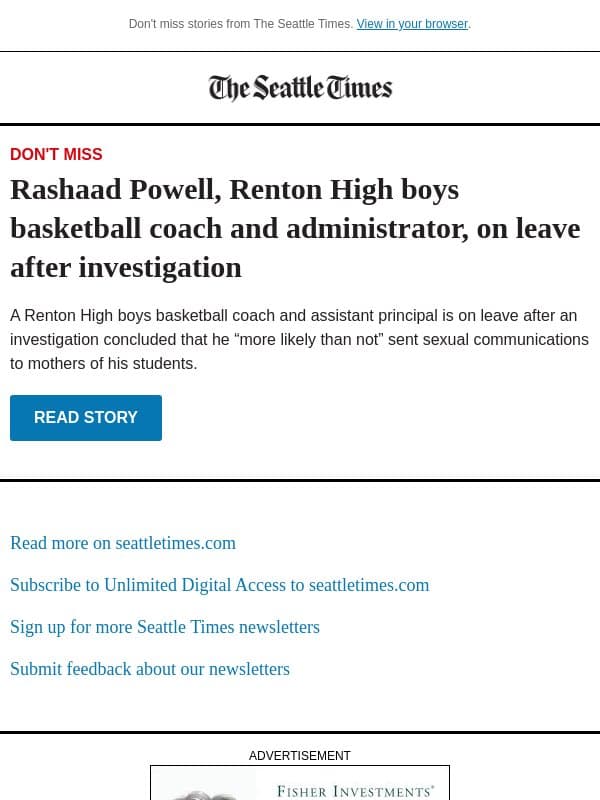 Renton High coach on leave after investigation email from The Seattle Times