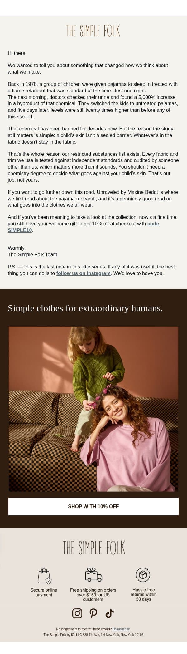 The research that changed everything... email from The Simple Folk screenshot