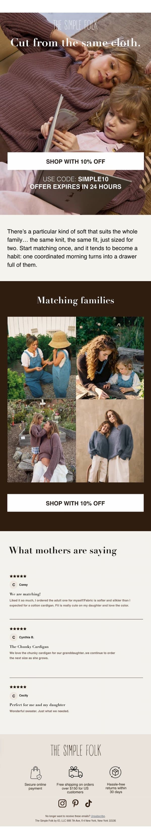 We love matching families! đź’• email from The Simple Folk screenshot