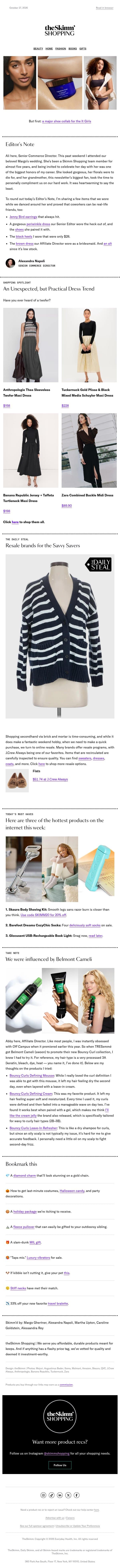 Skimm Shopping went to a wedding. email from The Skimm screenshot