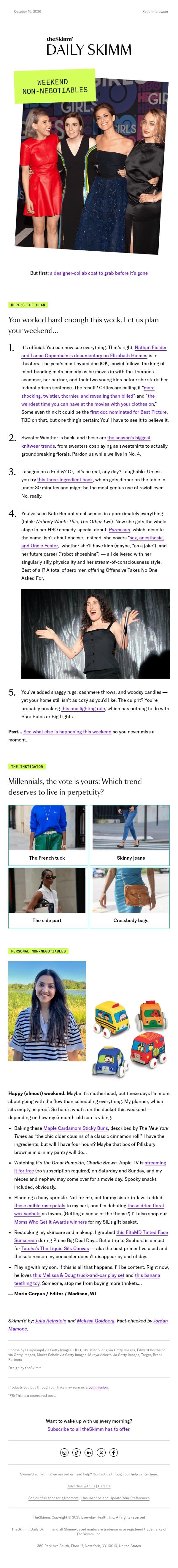Weekend: Lazy Girl Lasagna? 1,000% Yes 🤯 email from The Skimm screenshot