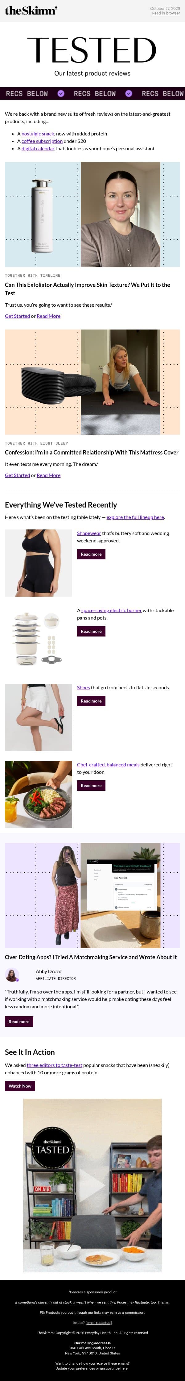 Everything We’ve Tested Recently email from The Skimm screenshot