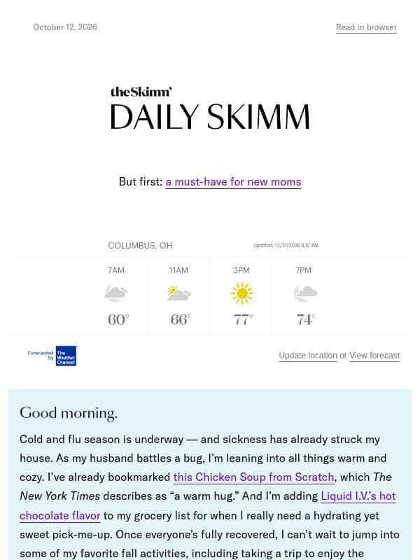 Grocery store tote wars email from The Skimm