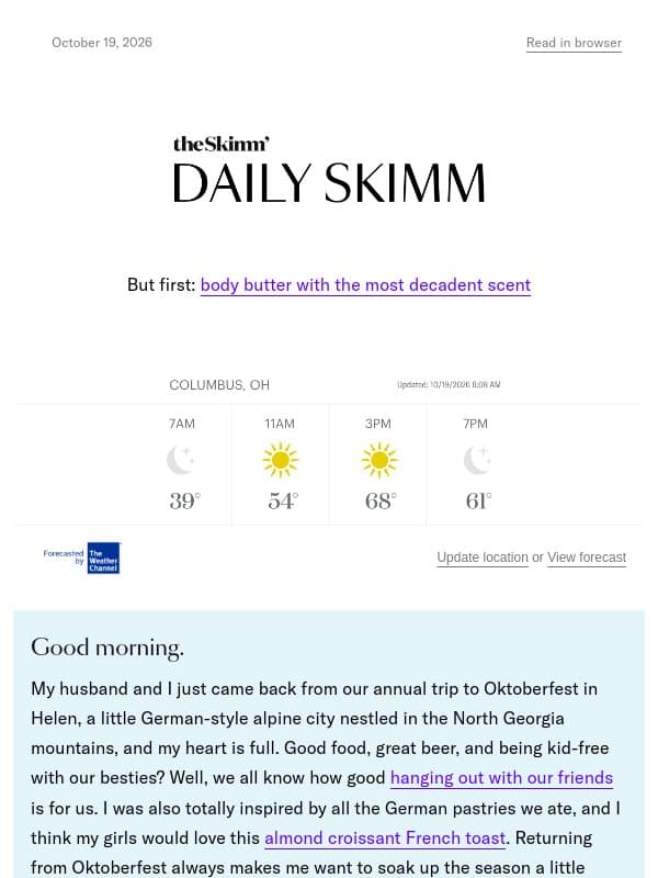 A new coffee flavor email from The Skimm