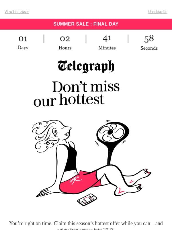 Final call! Try 4 months free email from The Telegraph
