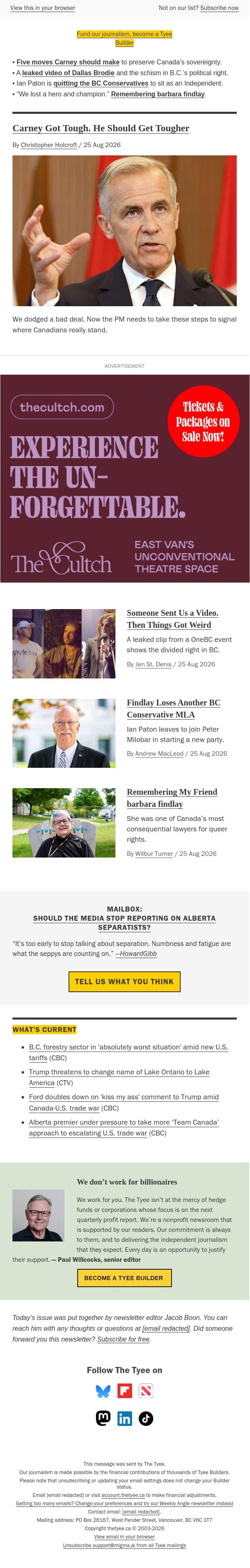 What Carney needs to do next to protect Canada email from The Tyee screenshot