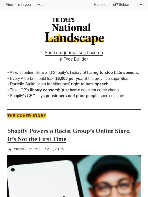 Shopify, Separation, and Smith Going MAGA: What you missed in The Tyee email from The Tyee
