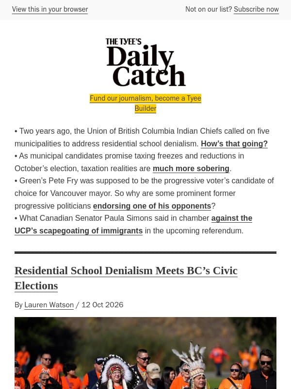 Five municipalities urged to address residential school denialism email from The Tyee