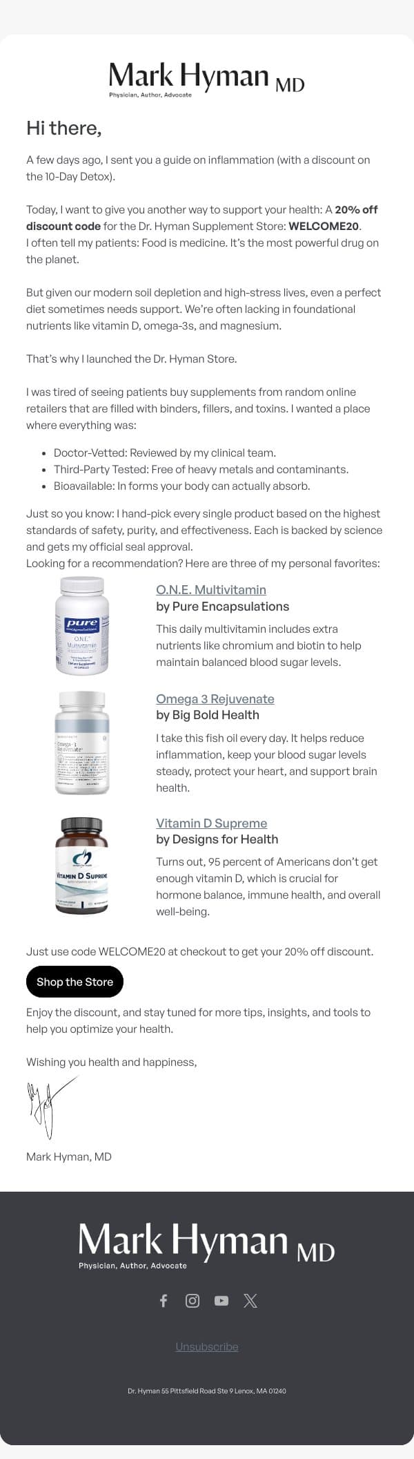A special gift to jumpstart your health email from The UltraWellness Center screenshot