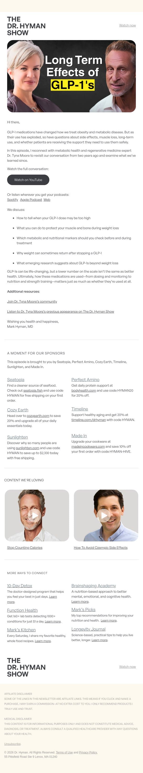 What we’ve learned about GLP-1s email from The UltraWellness Center screenshot