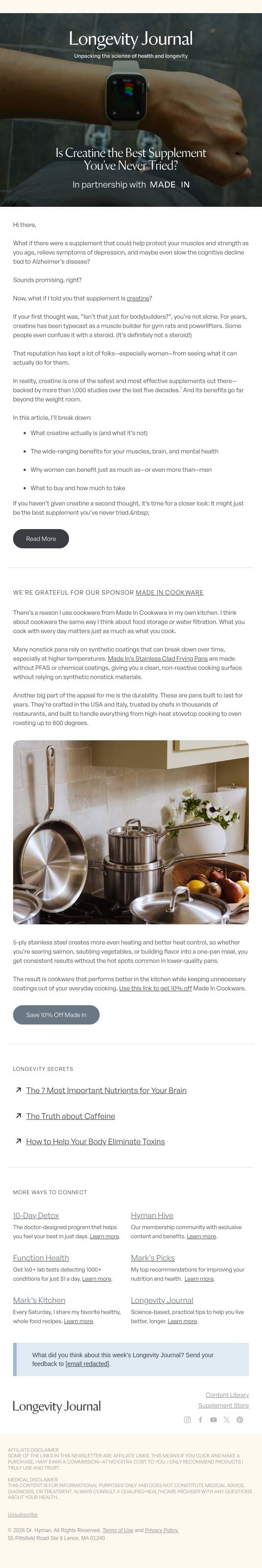 The World’s Most Underrated Supplement? email from The UltraWellness Center screenshot