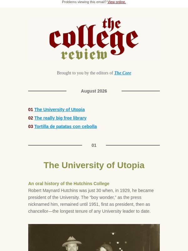 College Review: August 2026 email from The University of Chicago