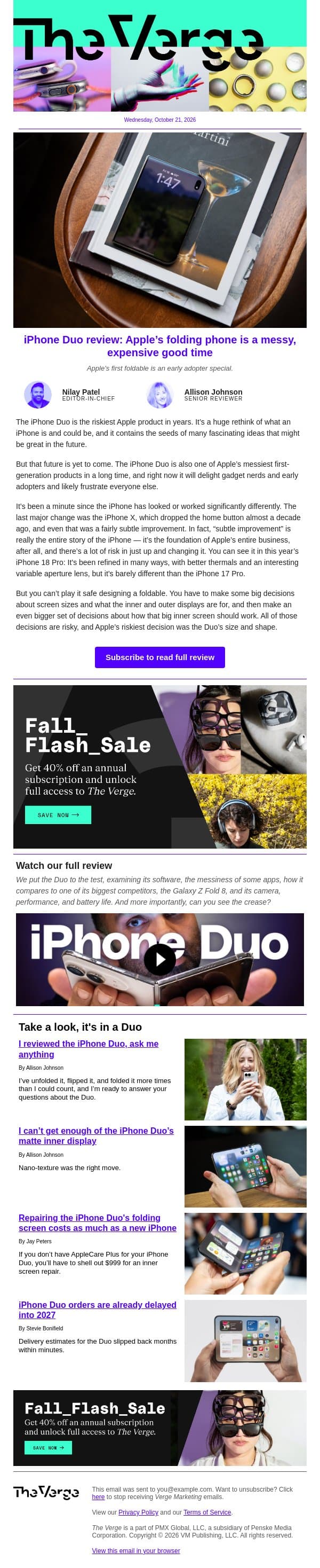 iPhone Duo review: Messy, expensive, and a good time email from The Verge screenshot