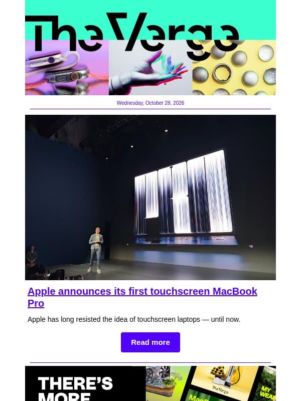 Breaking: Apple announces touchscreen MacBook Pro email from The Verge