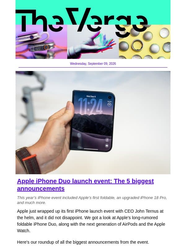 Introducing Apple’s first foldable phone email from The Verge