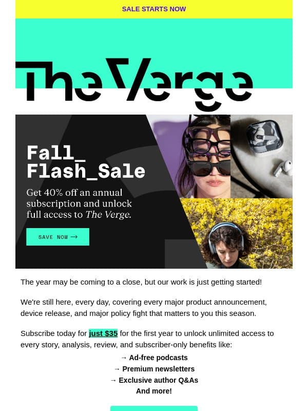 $25 off an annual plan email from The Verge