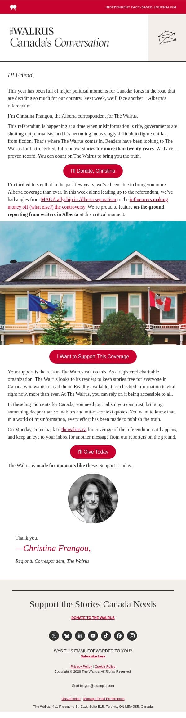 Alberta's future is Canada's story email from The Walrus screenshot