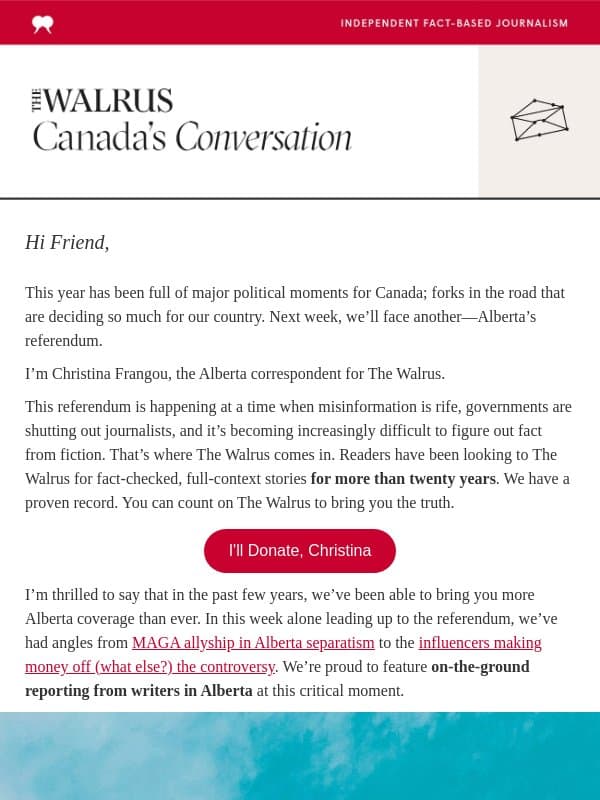 Alberta's future is Canada's story email from The Walrus