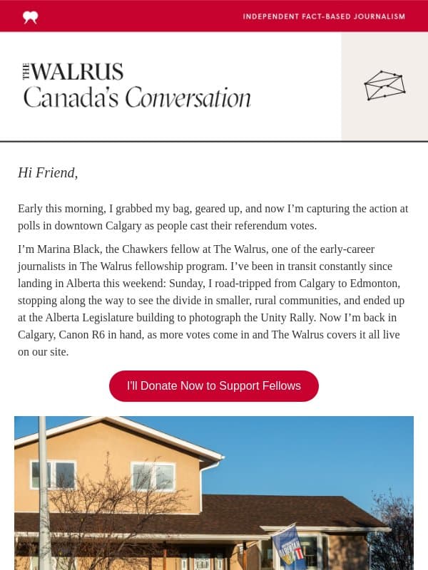 I’m at the Calgary polls right now for The Walrus email from The Walrus