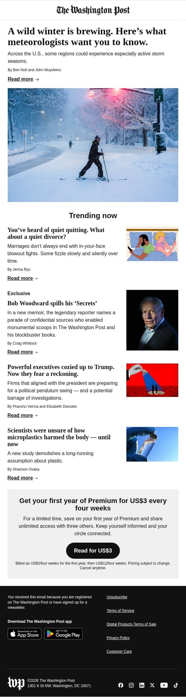 A wild winter is brewing. Here’s what meteorologists want you to know. email from The Washington Post screenshot