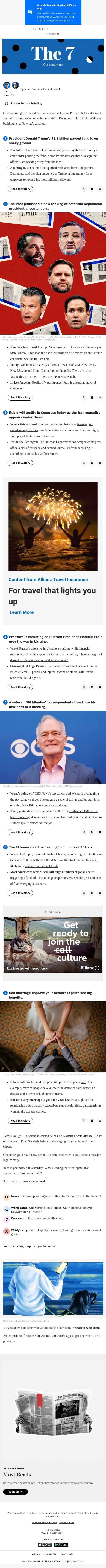 The 7: Republican presidential contenders, ranked; ‘60 Minutes’ turmoil; marriage health benefits; and more email from The Washington Post screenshot