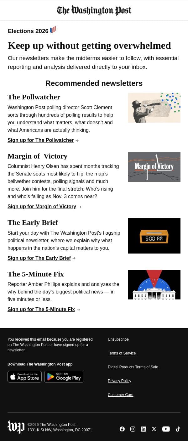 Make sense of the 2026 midterms email from The Washington Post screenshot