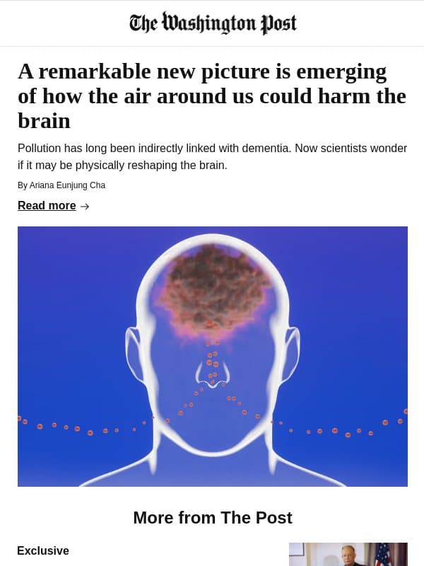 A remarkable new picture is emerging of how the air around us could harm the brain email from The Washington Post