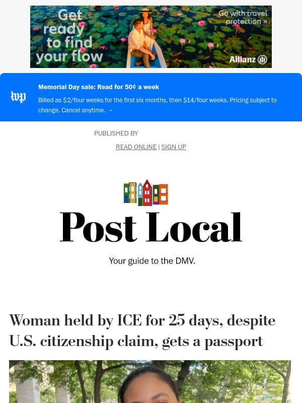 Post Local: Maryland woman held by ICE for 25 days, despite U.S. citizenship claim, gets a passport email from The Washington Post