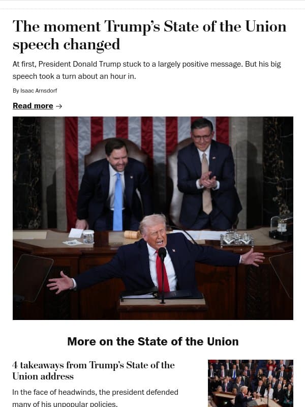 The moment Trump’s State of the Union speech changed email from The Washington Post