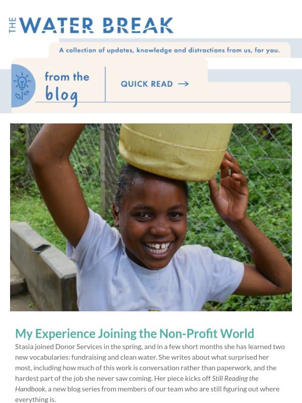 She thought people just wrote a check email from The Water Project