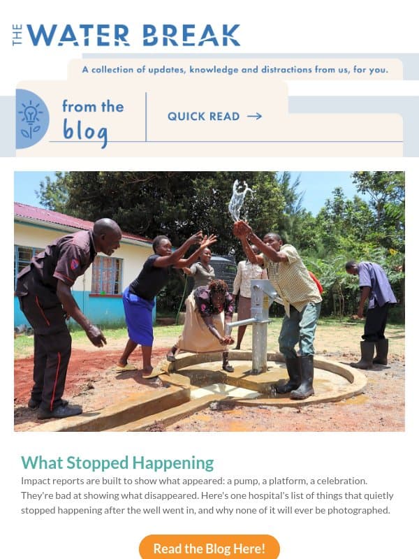 The ambulance is an ambulance again email from The Water Project