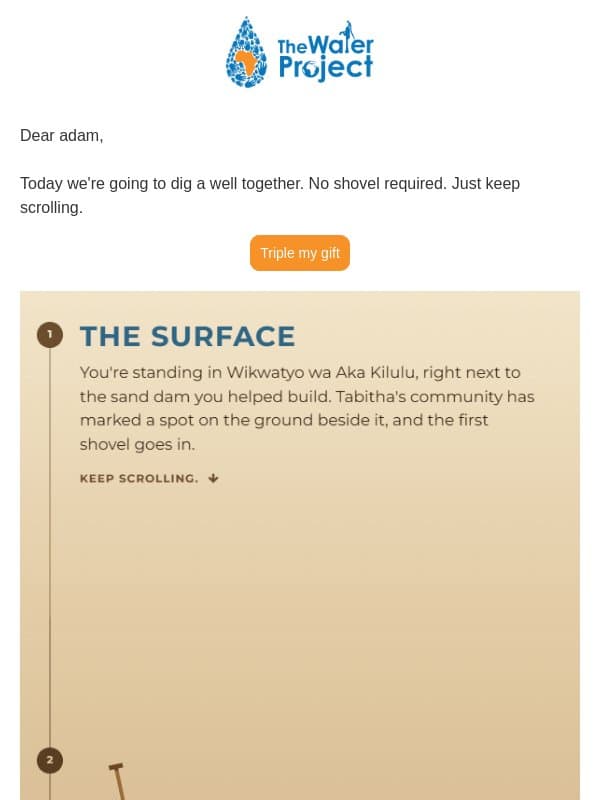 Scroll down. Keep digging. email from The Water Project
