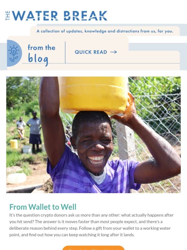 From wallet to well email from The Water Project