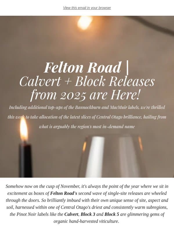 🍎 Fresh from Felton Rd | Calvert + Blocks Here & on Special! email from The Wine Emporium