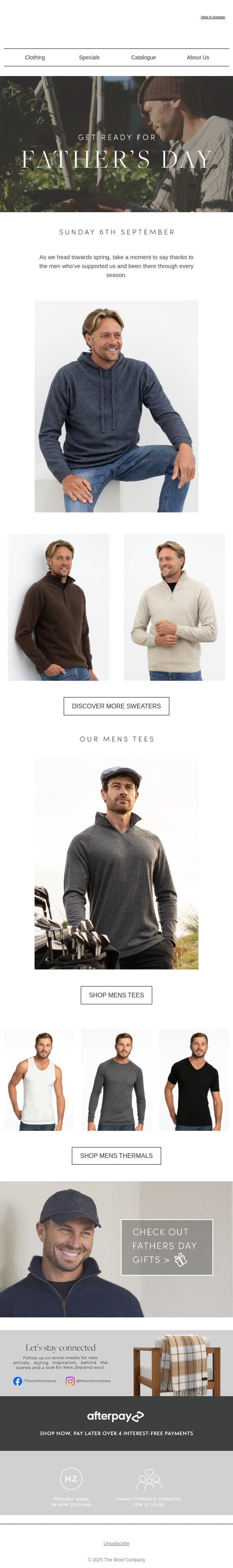 Father's Day Gifts🎁 email from The Wool Company screenshot