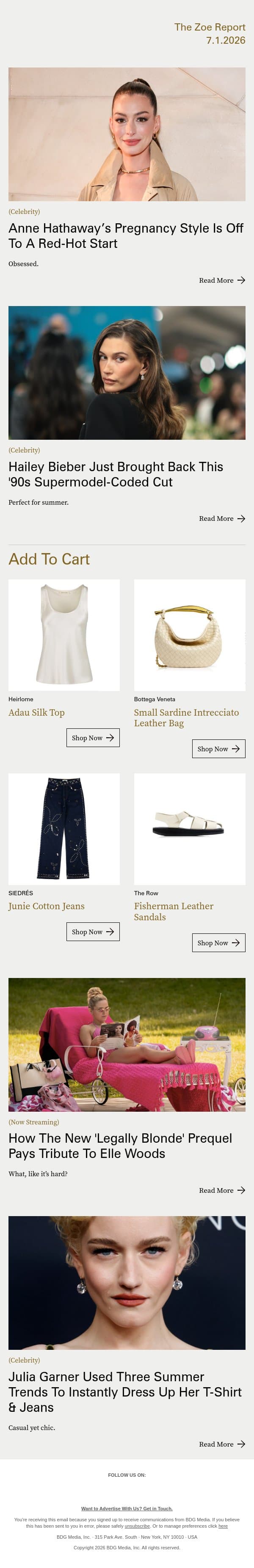 Anne Hathaway’s Pregnancy Style Is Off To A Red-Hot Start email from The Zoe Report screenshot