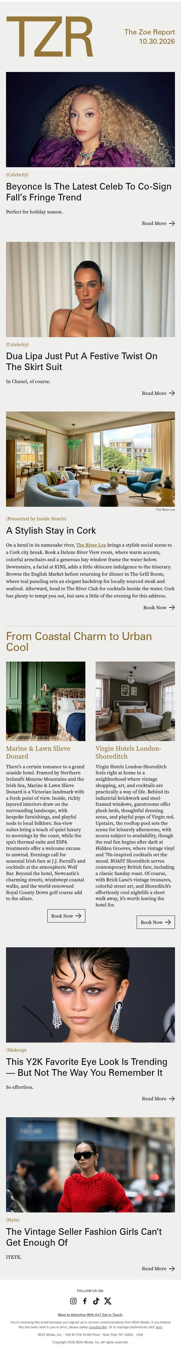 Beyonce Is The Latest Celeb To Co-Sign Fall’s Fringe Trend email from The Zoe Report screenshot