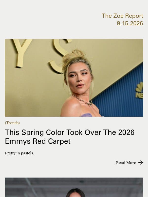 This Spring Color Took Over The 2026 Emmys Red Carpet email from The Zoe Report