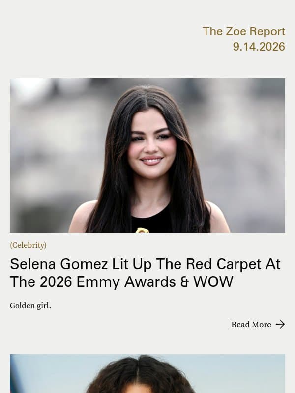 Selena Gomez Lit Up The Red Carpet At The 2026 Emmy Awards & WOW email from The Zoe Report
