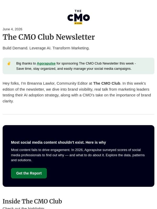 What's Being Said About Your Brand? email from Thecmo