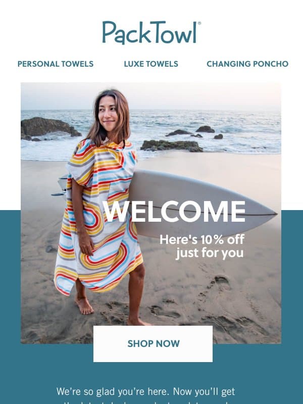 Welcome! Here’s 10% Off Just For You. email from Therm-a-Rest