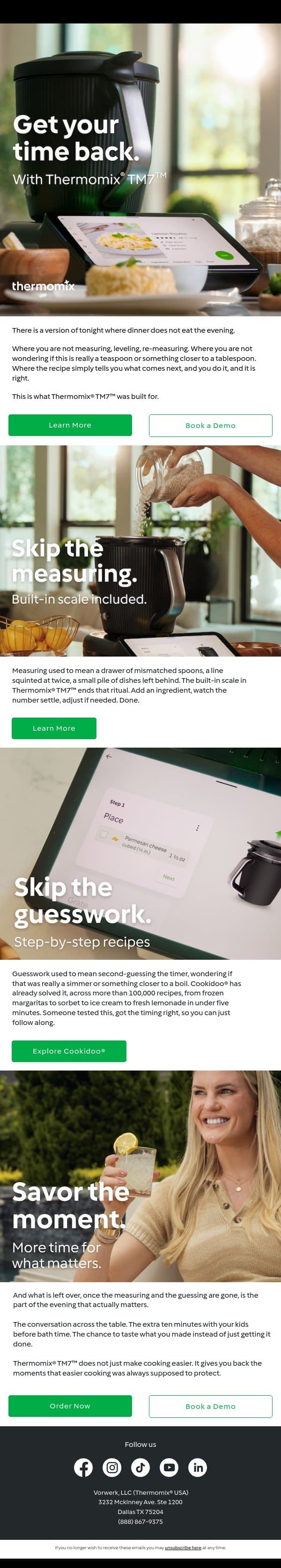 Time back, in your kitchen email from Thermomix screenshot