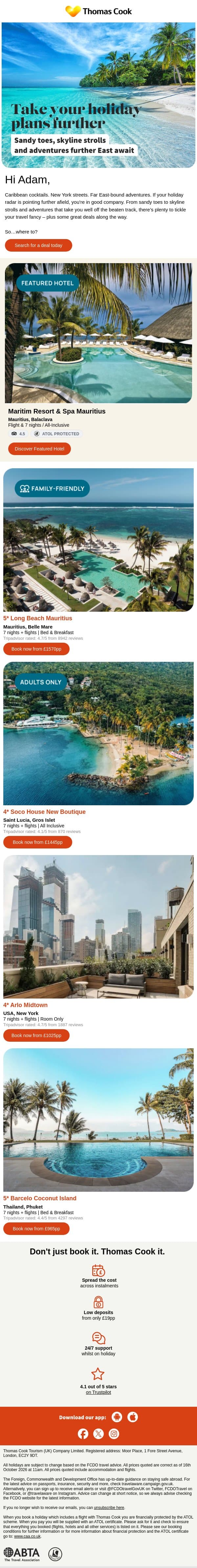 See what’s waiting a little further afield 🌴 email from Thomas Cook screenshot