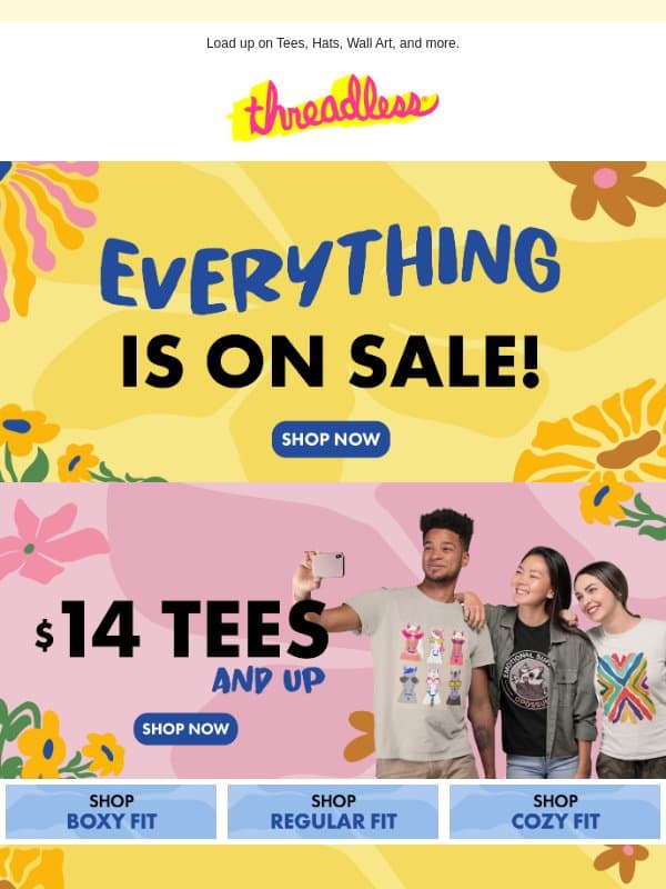 Up to 35% off? Time to go overboard. email from Threadless
