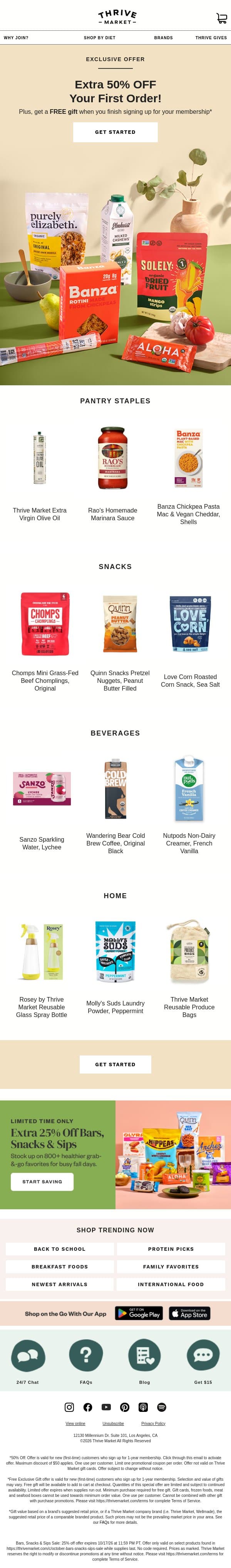 This is BIG: Get 50% off your first order! email from Thrive Market screenshot