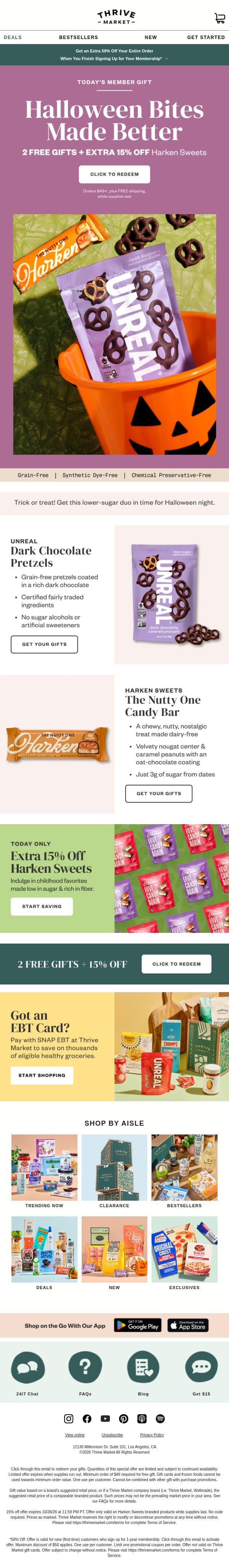 ๐ป Trick or treat: FREE Halloween chocolates email from Thrive Market screenshot