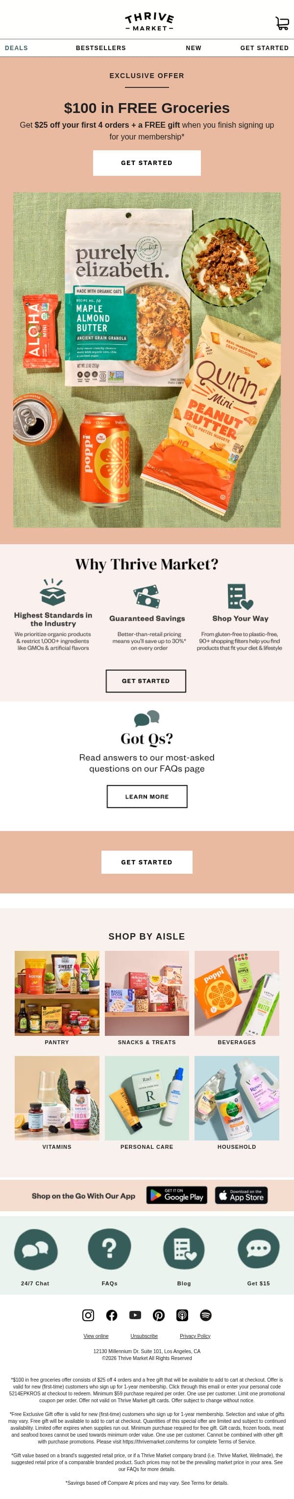 Get your $100 in FREE groceries π email from Thrive Market screenshot