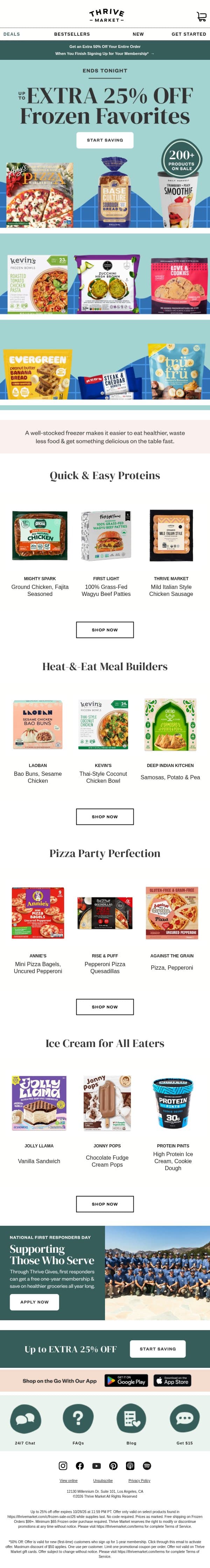 Hurry: Frozen SALE ends tonight ❄️ email from Thrive Market screenshot
